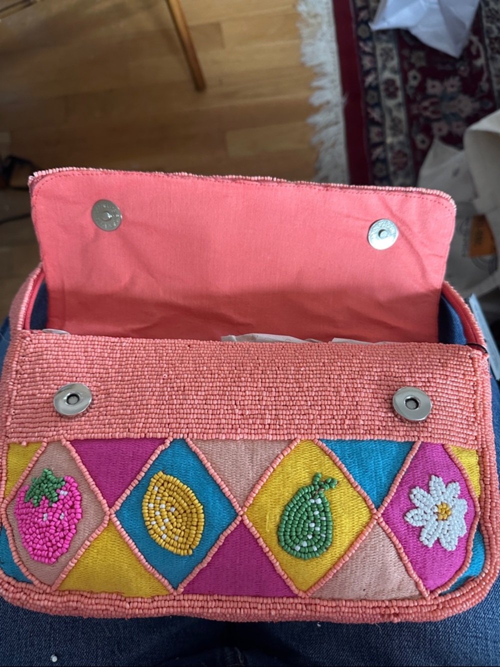 Beaded Fruit Patchwork Shoulder Bag by America & Beyond - Picture 5 of 8